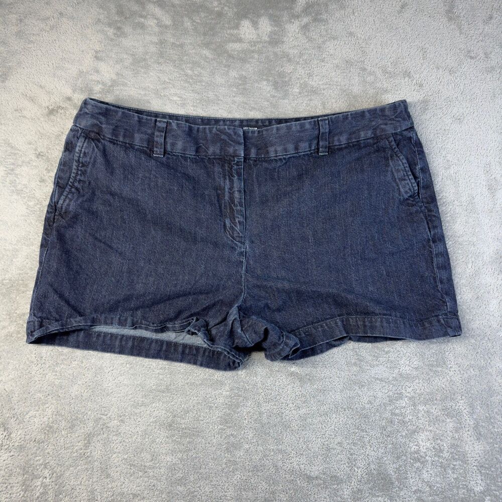 Ann Taylor LOFT Shorts Womens 16 Original Dark Wash Denim Jean Chino Casual Cute
